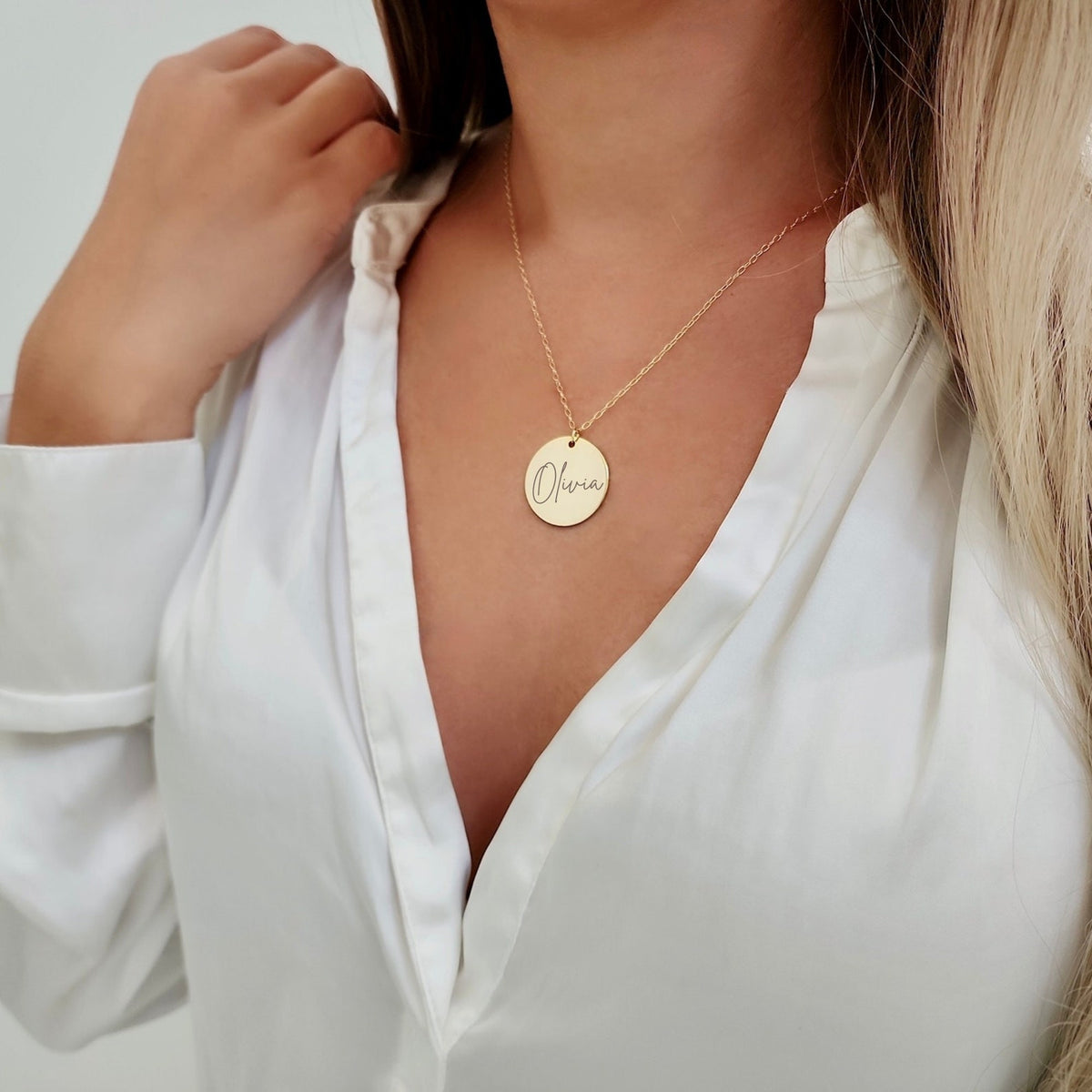 Disc Necklace, Personalized Disc Necklace, Custom Coin Necklace, Birthday Gift for Her