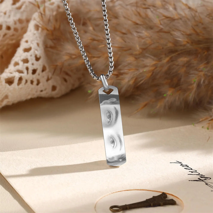 Custom Eye Engraved Necklace – Personalized Photo Pendant for Him or Her – Memorial Gift